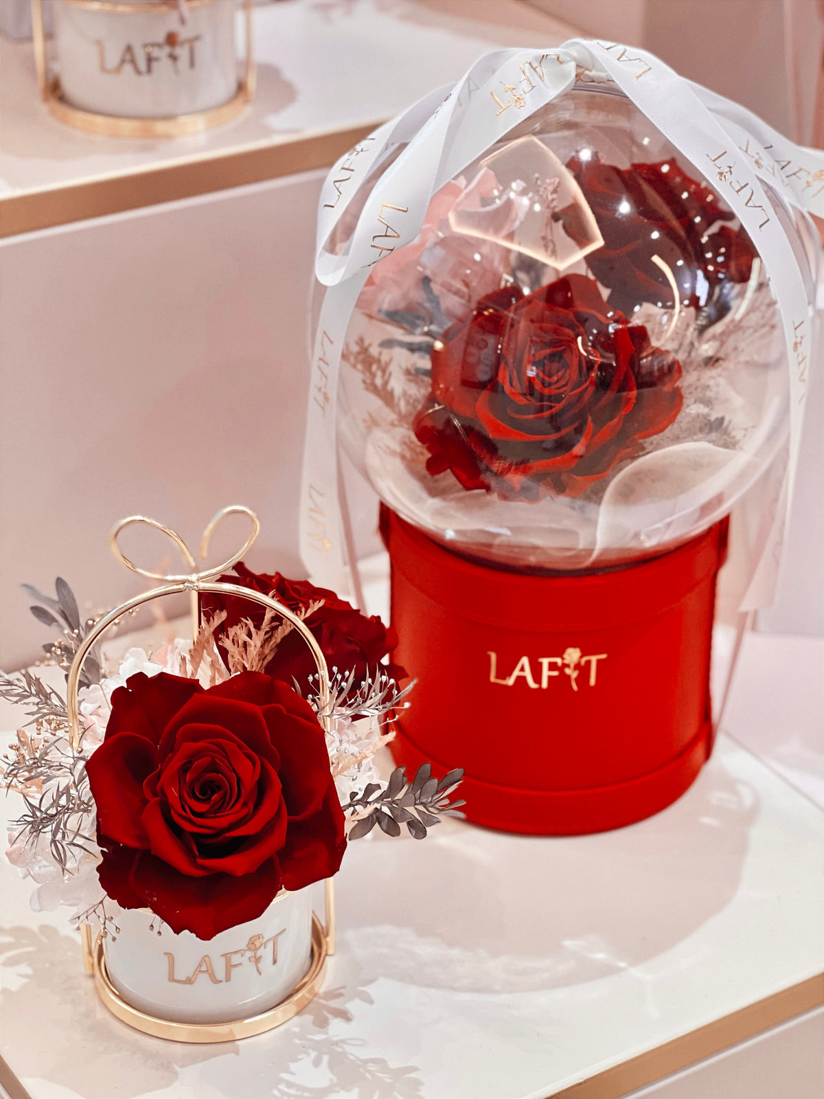LAFIT 奢華經典永生花藝擺設 · Rose Sparkling Bubble - Deluxe Red