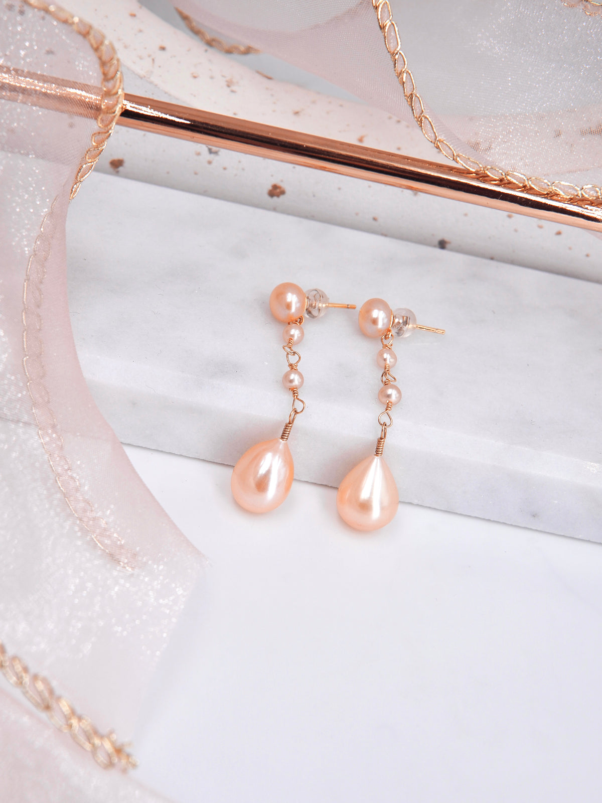 LAFIT· Ruddy Blush - Earrings 蜜桃粉嫩少女感珍珠耳環