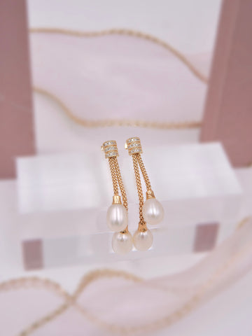 LAFIT ·Bubbly Champagne -   Earrings 低調奢華香檳金珍珠耳環