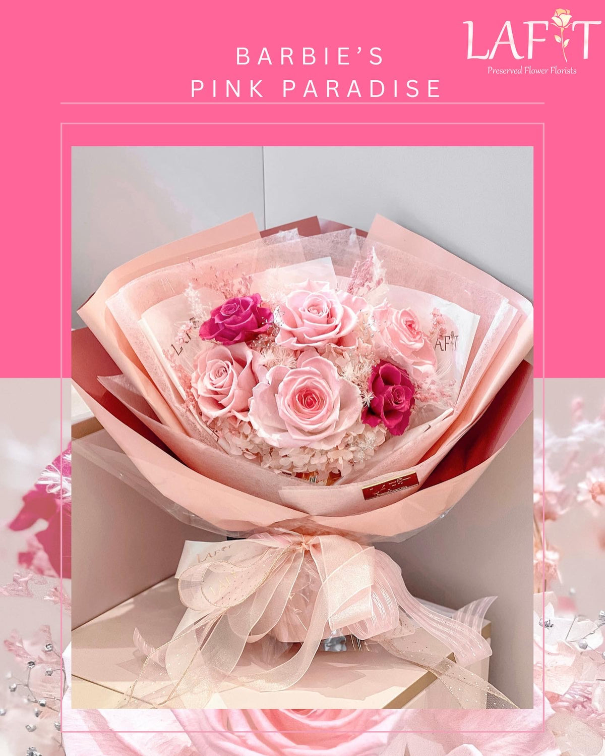LAFIT夢幻漸變永生花束 • Barbie’s Pink Paradise