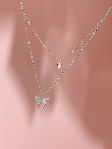 LAFIT· Flying Butterfly - Necklace 雕刻立體蝴蝶款雙層頸鏈