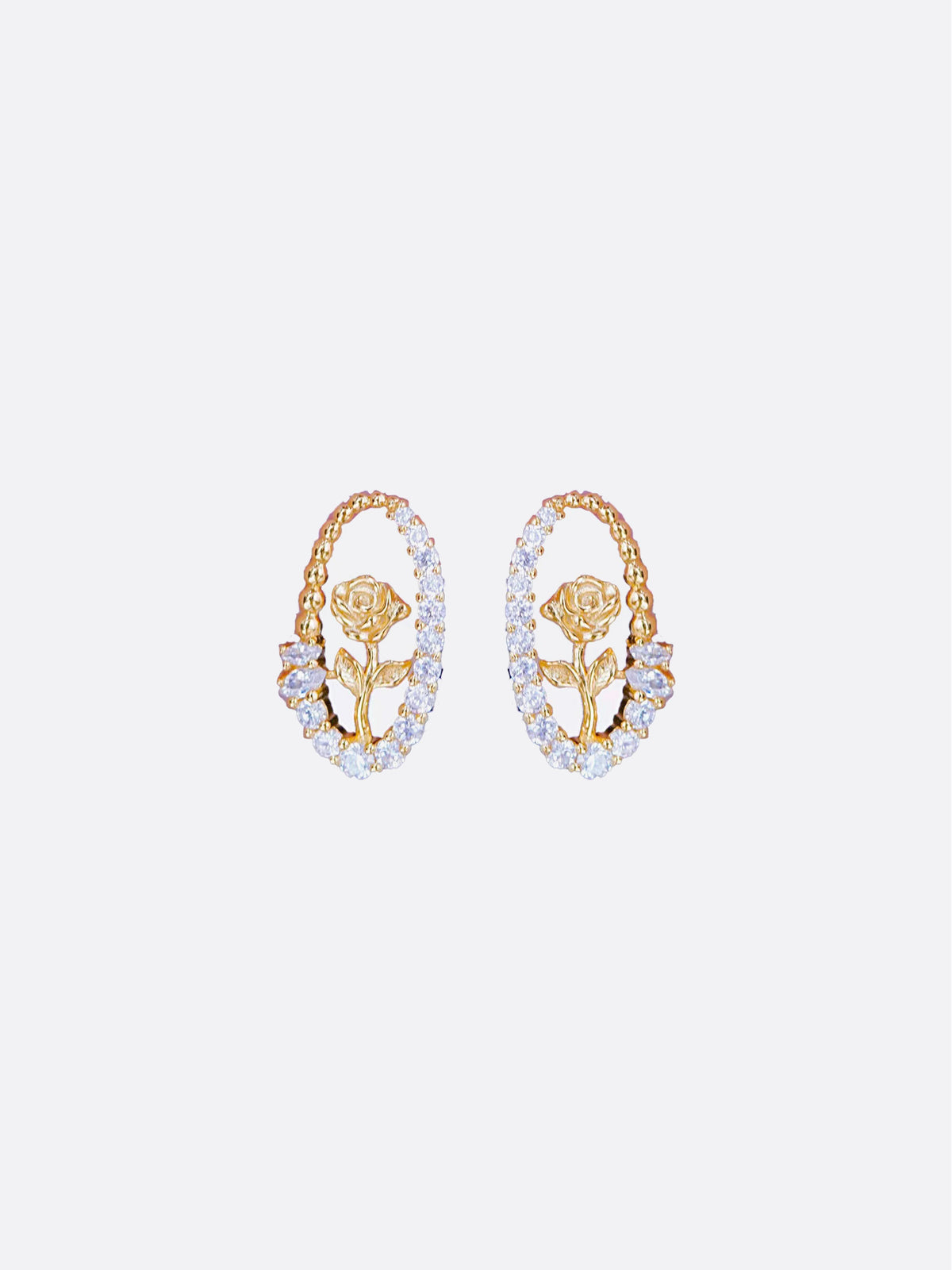LAFIT · Rose Castle - Earrings 玫瑰花藝雕刻閃鑽款耳環