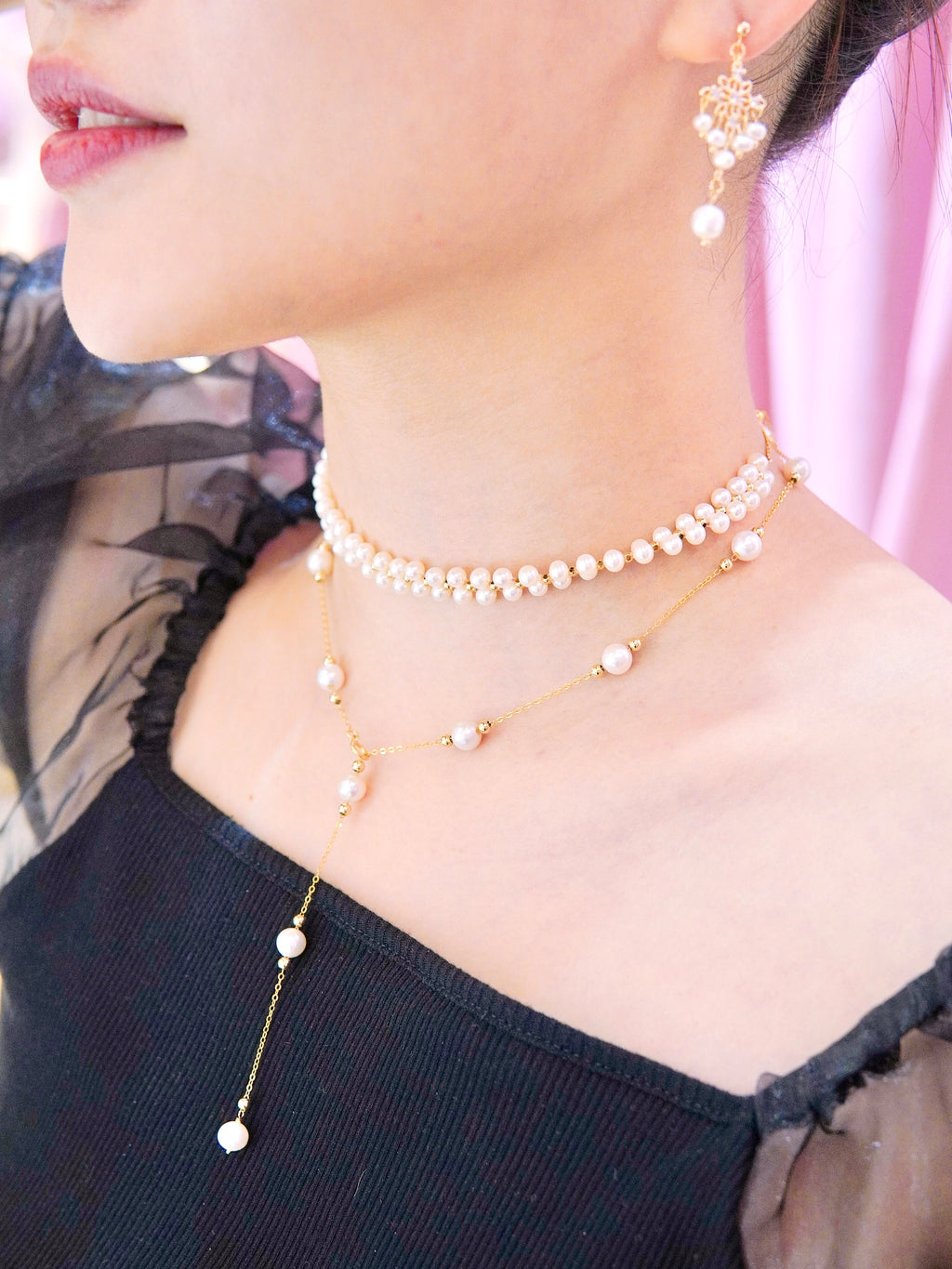 LAFIT · The Elegant Lady - Necklace 明星款Y字型法式珍珠頸鏈