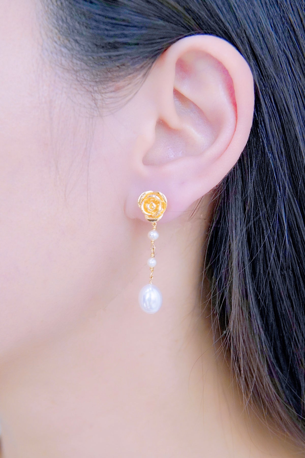 LAFIT  · Rose Castle - Earrings 雕刻玫瑰淡水珍珠耳環