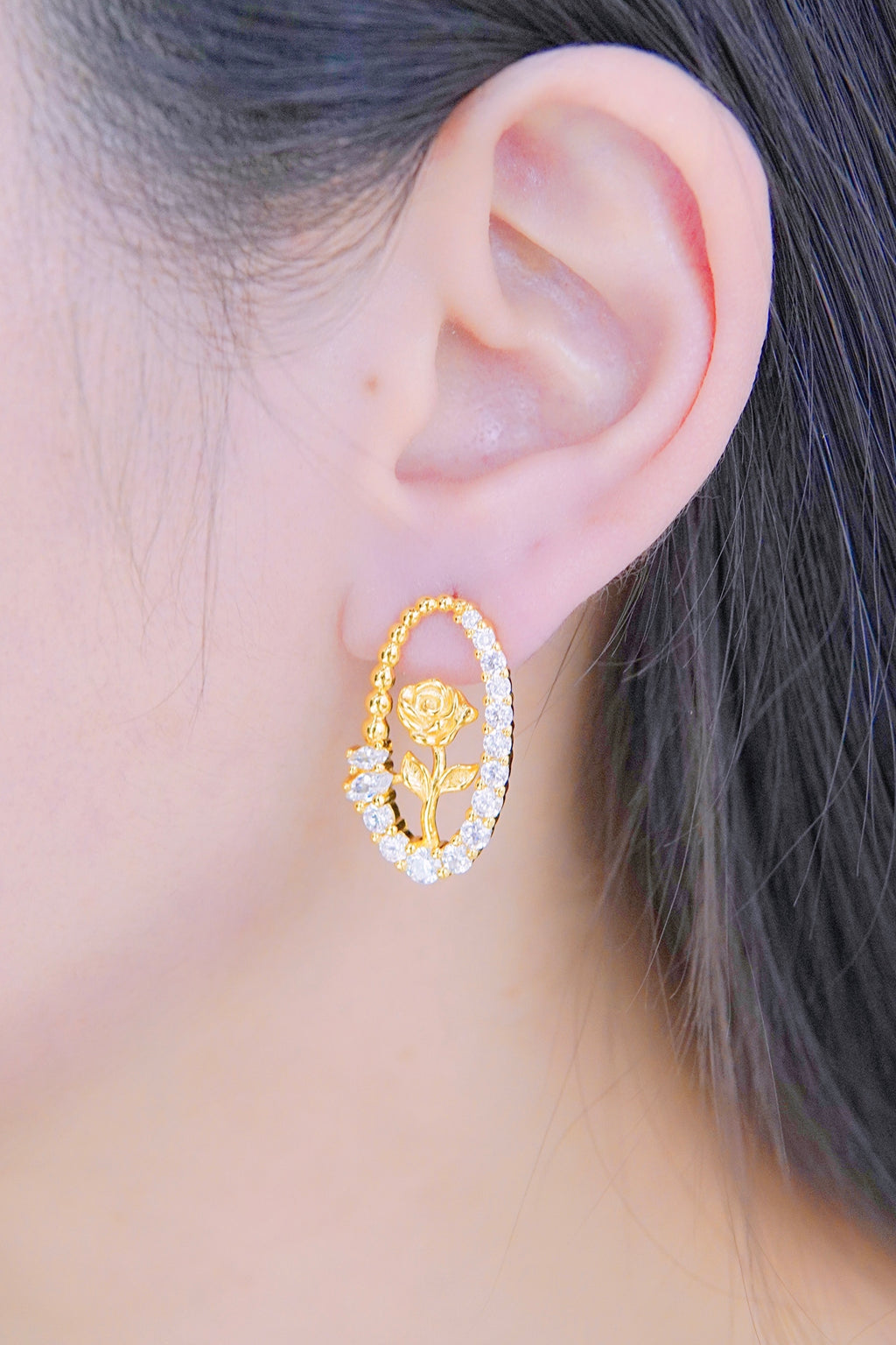 LAFIT · Rose Castle - Earrings 玫瑰花藝雕刻閃鑽款耳環
