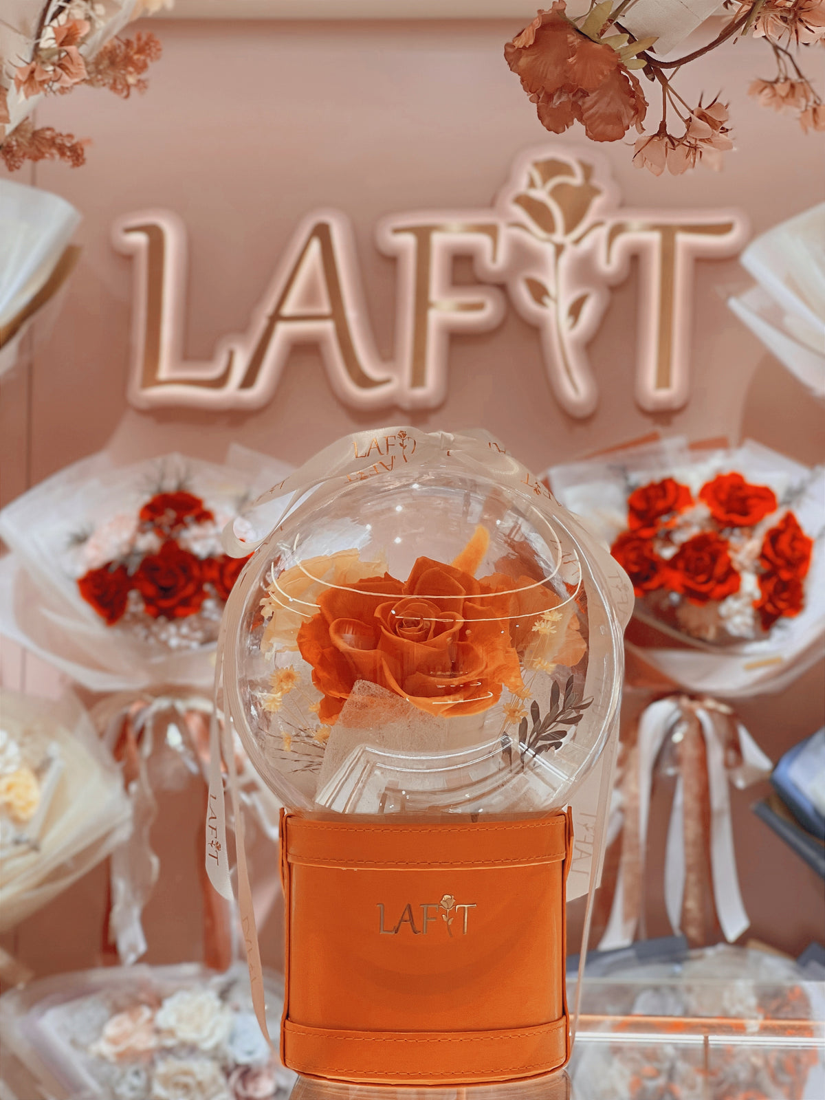 LAFIT 奢華經典永生花藝擺設 ·Rose Sparkling Bubble - Orange