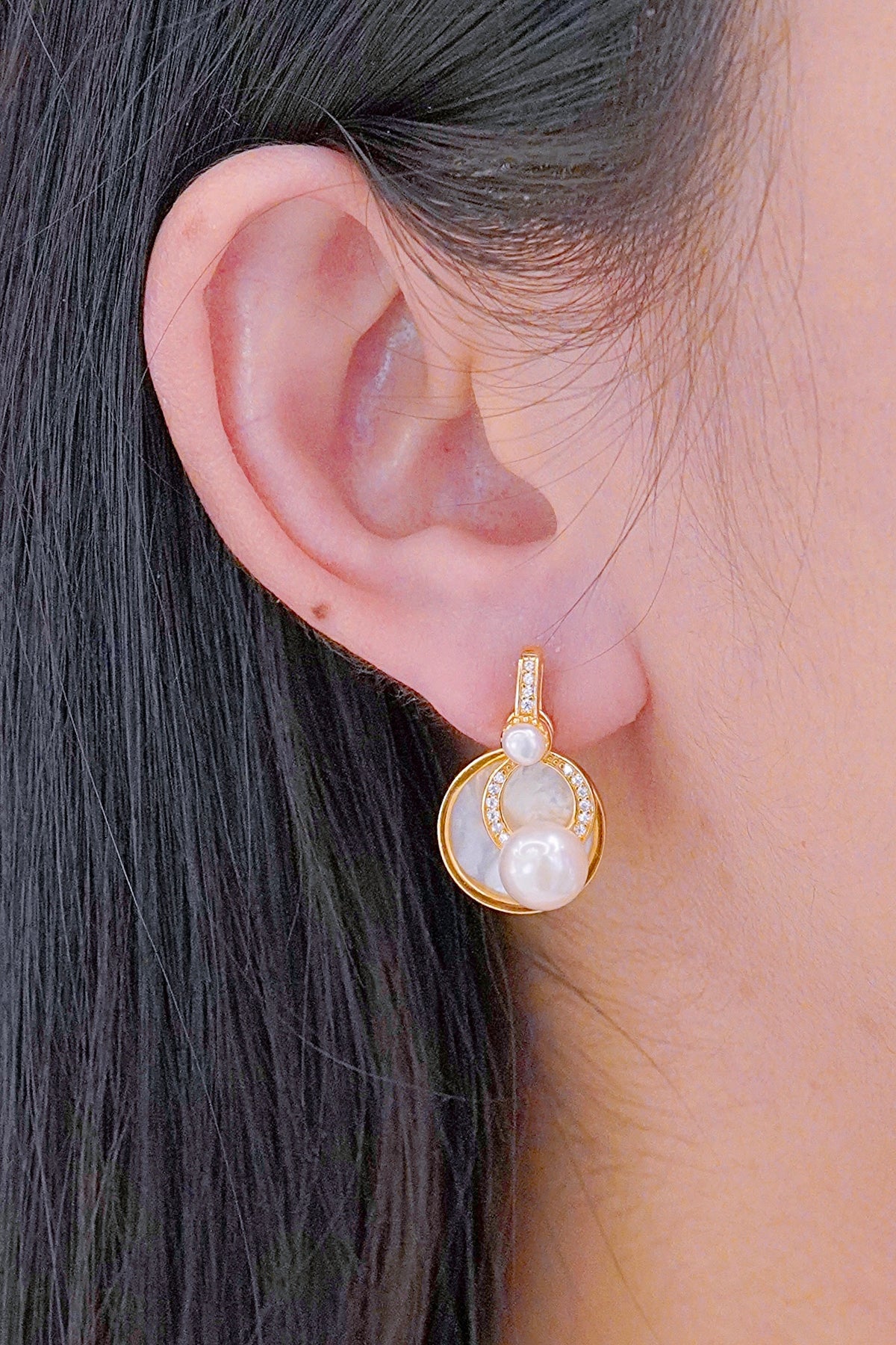 LAFIT ·White Sweetie Earring 明星款淡金白貝母珍珠耳環