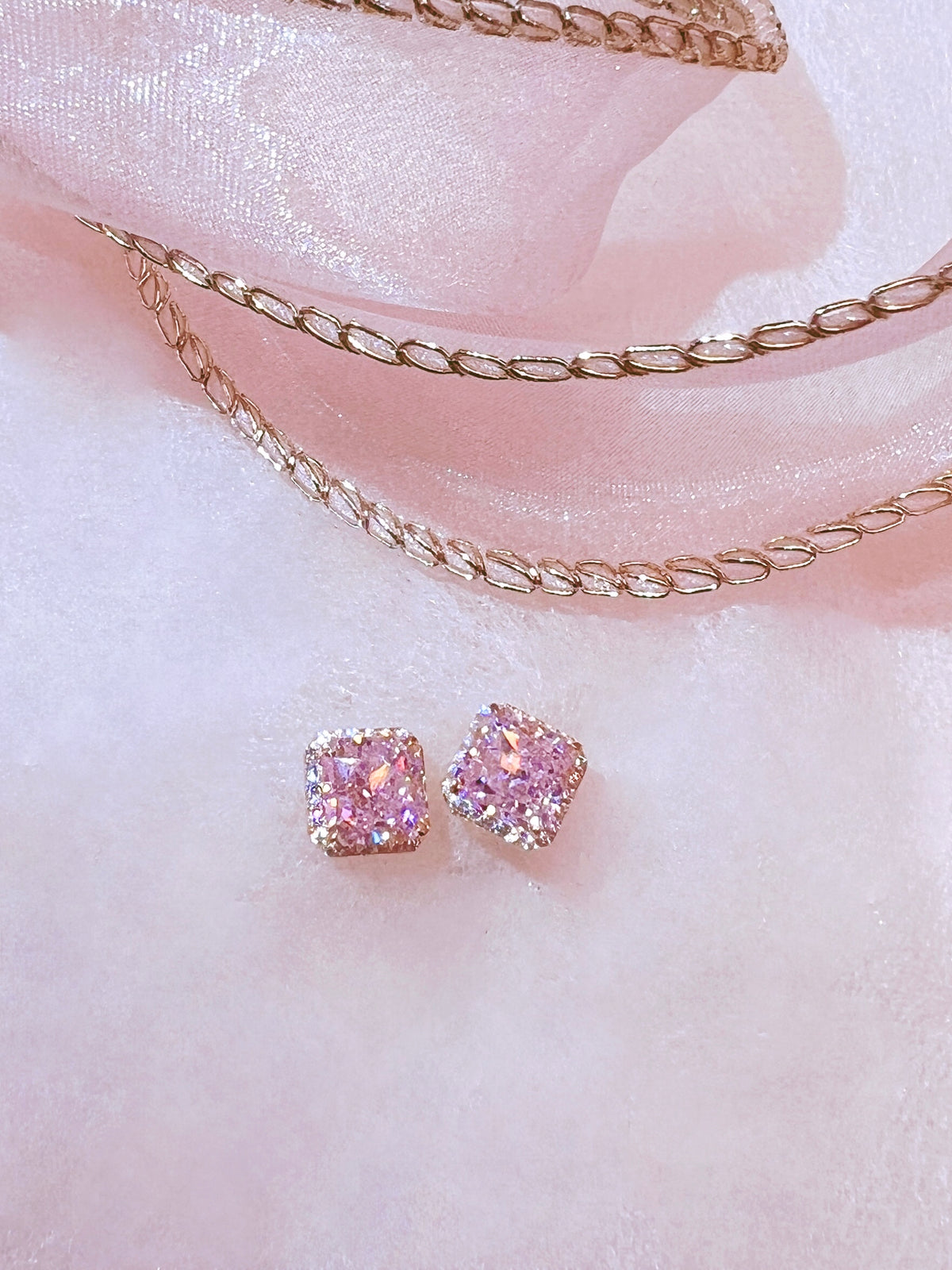 LAFIT · Pure Sakura - Earrings 初櫻之粉閃爍可愛少女耳環