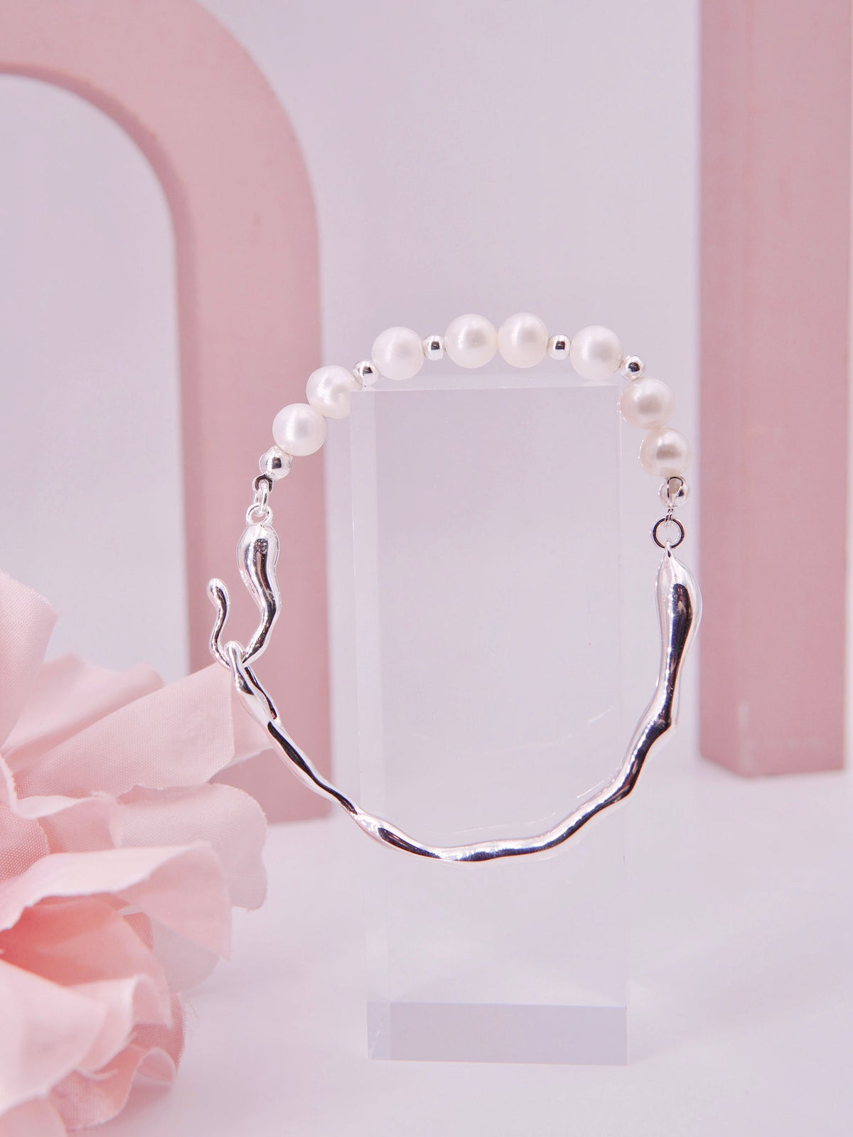 LAFIT · Mermaid’s Dream - Bracelet 超無瑕線條珍珠手鐲銀色