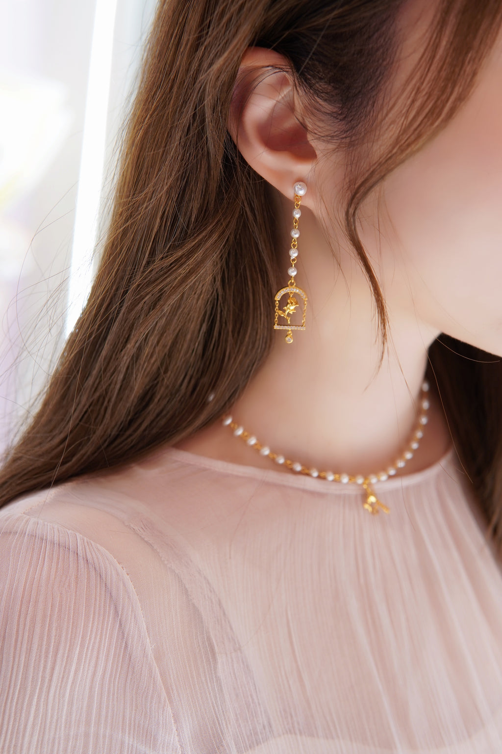 LAFIT  · Rose Castle - Earrings 玫瑰花藝雕刻畫珍珠款耳環